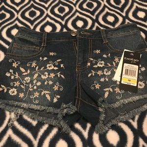 Bebe girls size 10 denim shorts with free toe ring
